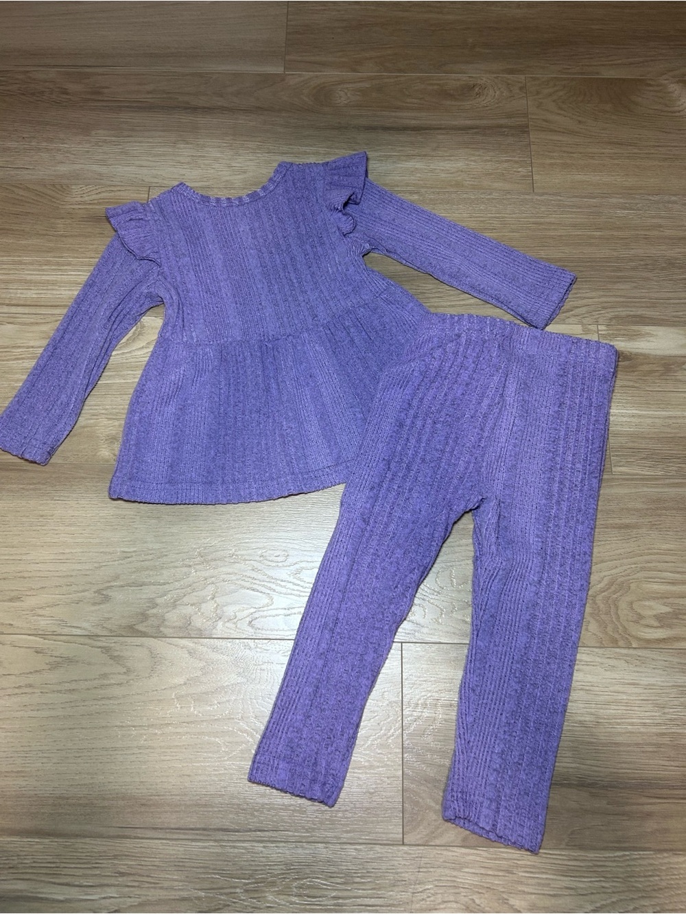 Source Unknown Purple Ribbed Knit Kids Matching Set - Picture 3 of 5